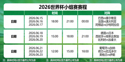 最新2026世界杯赛程公布文章配图，显示小组赛对阵