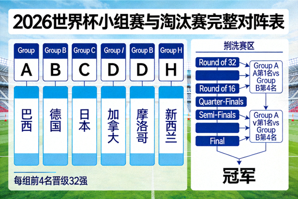 2026世界杯小组赛与淘汰赛完整对阵表，展示48支球队晋级路线