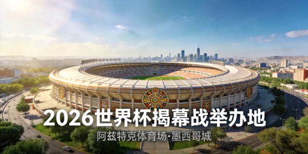 墨西哥城阿兹特克体育场外景，2026世界杯揭幕战举办地，宏伟的椭圆形建筑