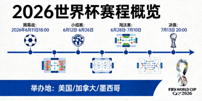 2026世界杯赛程概览图，展示从揭幕战到决赛的关键日期与比赛时间